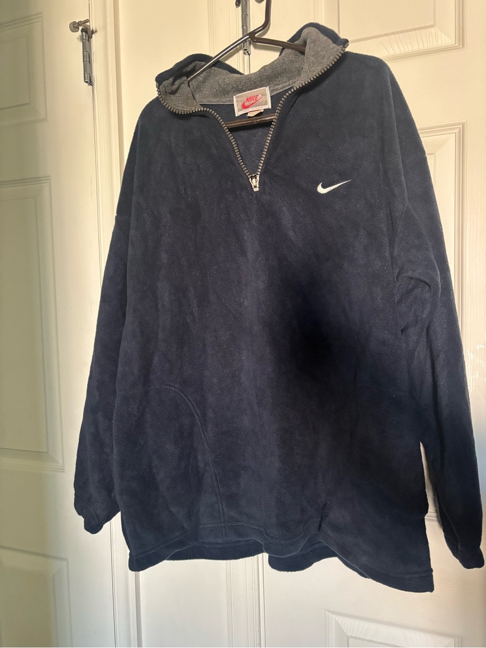 Vintage 90s Nike Men’s Navy Half-Zip Fleece Pullover